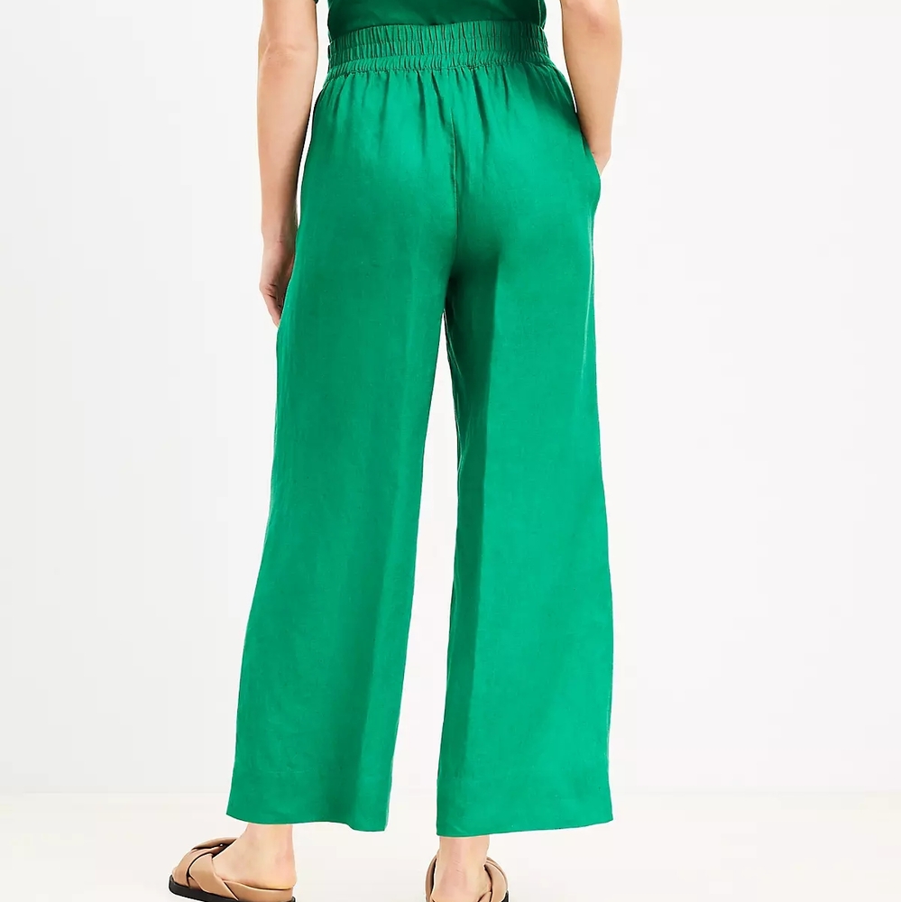 LOFT Beach 100% Linen Wide Leg Pants Size M Casual Coastal Resort Boho Vacation - Picture 2 of 12